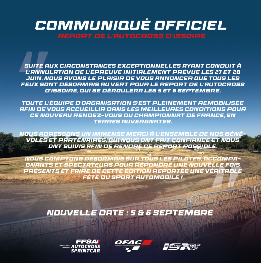 Communiqué officiel – Report Issoire