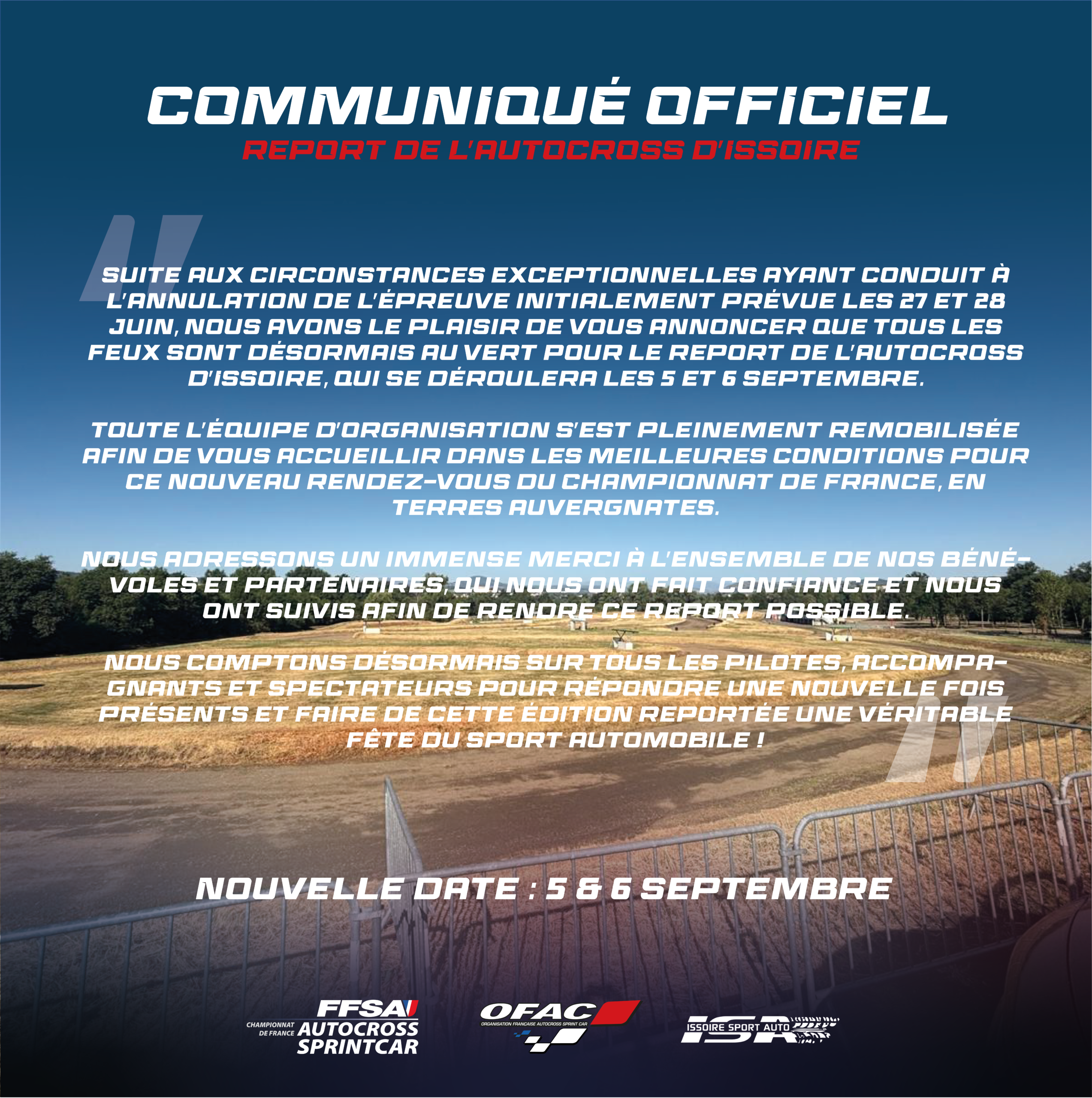 Communiqué officiel – Report Issoire